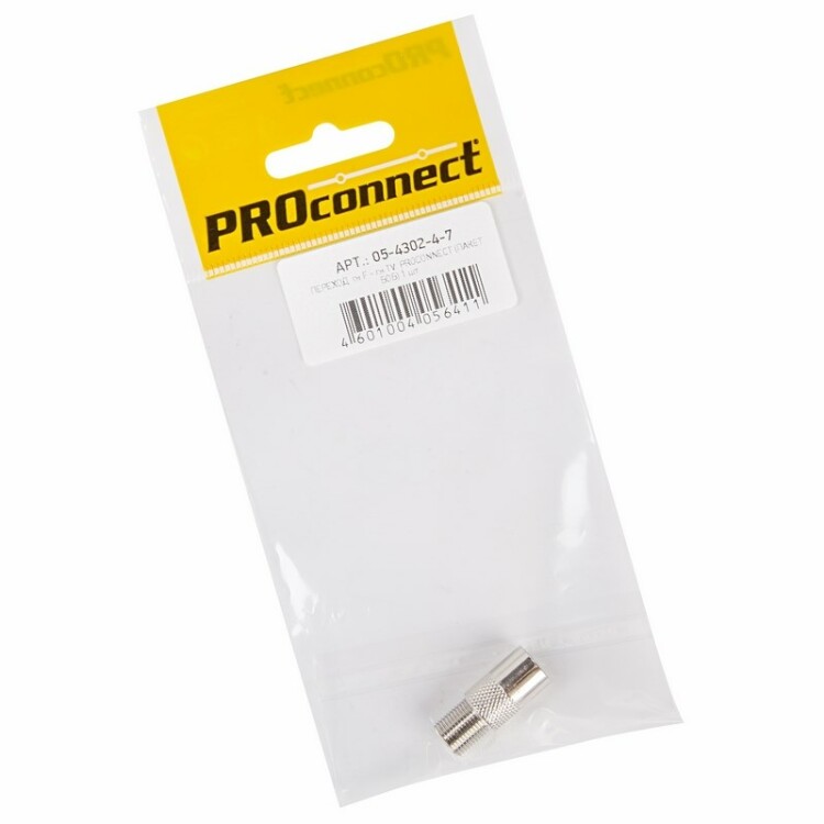 Переходник антенный, (гнездо F - штекер TV), (1шт.) (пакет) PROconnect | 05-4303-4-7 | PROconnect