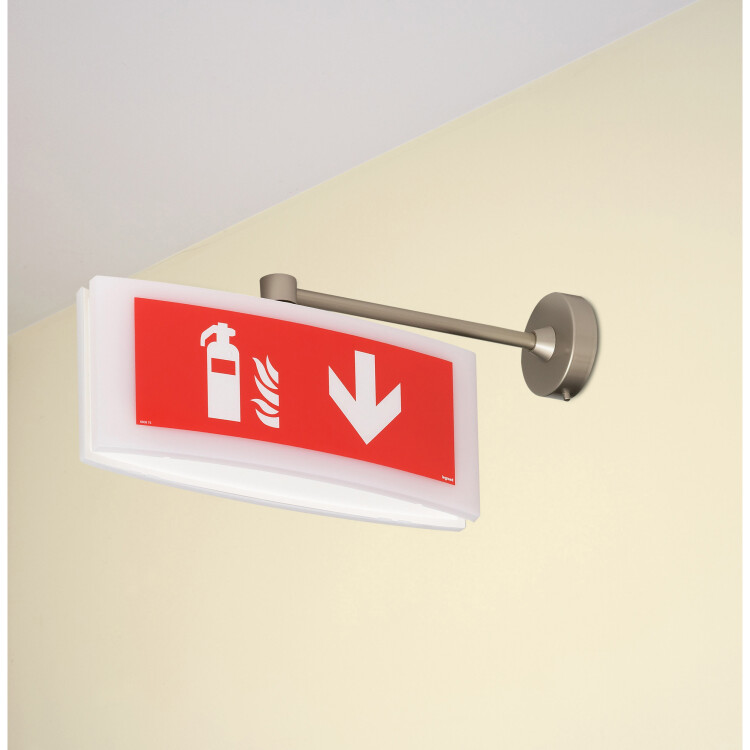 Информационная табличка - для автономных эвакуационных светильников - огнетушитель - стрелка вниз - 310х112 мм | 660875 | Legrand