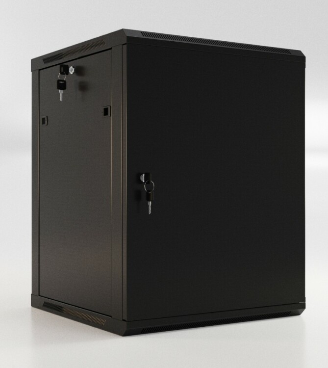 TWB-0666-SR-RAL9004 Шкаф настенный 19-дюймовый (19"), 6U, 367x600х600мм, металлич. дверь с замком, две боковые панели, цвет черн.| 395303 | Hyperline