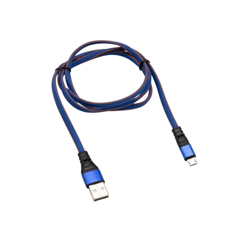 Кабель REXANT USB-microUSB 1 м, плоский провод, синяя джинсовая оплетка |18-1163 | REXANT