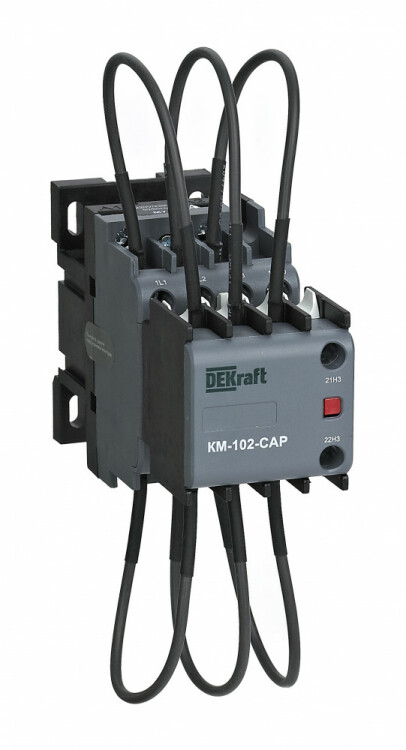 Контактор конденсаторый 12кВАр, 110В, AC6b, 1НО1НЗ серии КМ-102-CAP DEKraft | 22405DEK | Dekraft