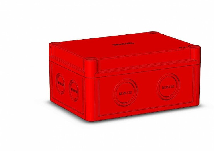 Коробка 150х110х73 ПК поликорбанат,красный цвет корпуса и крышки,крышка низкая,пустая | КР2801-740 | HEGEL