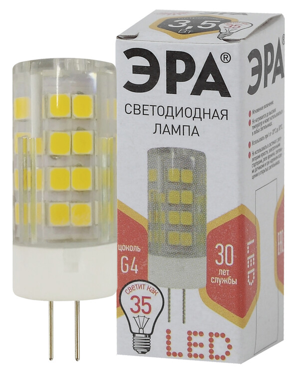 Лампа светодиодная LED 3,5Вт G4 220В 2700К smd JC капсульная | Б0027855 | ЭРА