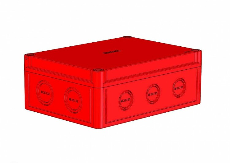 Коробка 190х140х73 ПК поликорбанат,красный цвет корпуса и крышки,крышка низкая,пластина МП1 | КР2802-741 | HEGEL