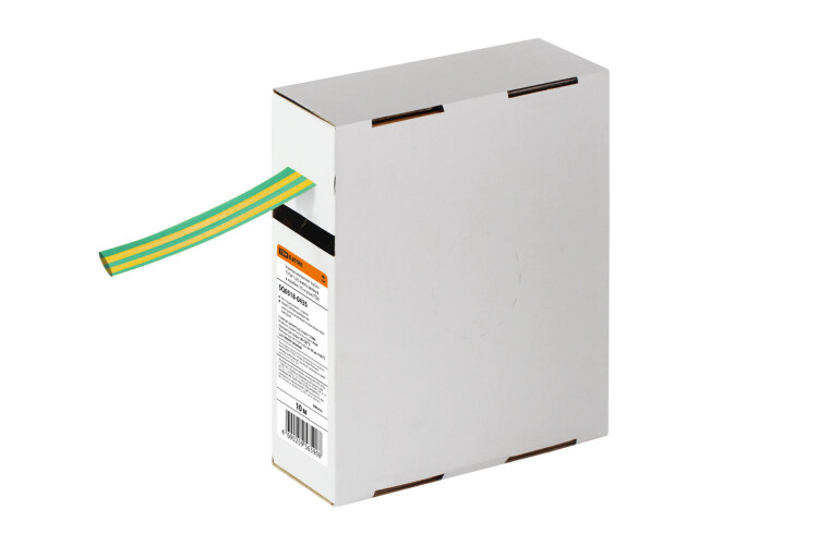 Термоусаживаемая трубка ТУТнг 12/6 желто-зеленая в коробке (10 м/упак) | SQ0518-0435 | TDM