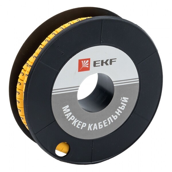 Маркер-кабельный 4,0кв.мм "3"(500шт.) (ЕС-2) EKF PROxima | plc-KM-4-3 | EKF