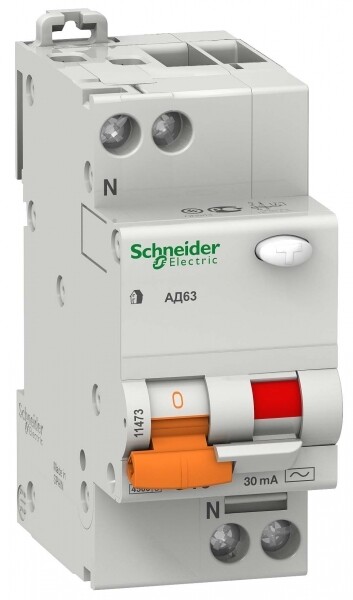 Выключатель автоматический дифференциальный АД63 1п+N 40А C 300мА тип AC | 11472 | Schneider Electric