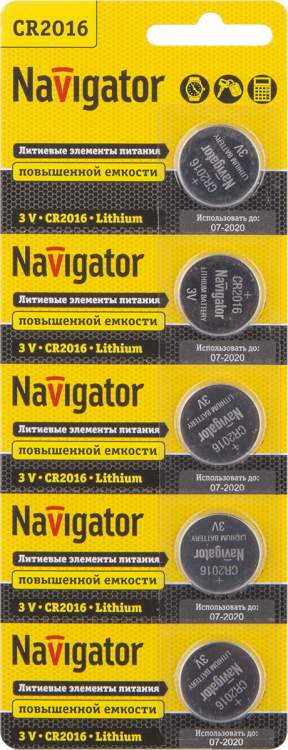 Элемент питания 94 763 NBT-CR2016-BP5 |94763 |Navigator