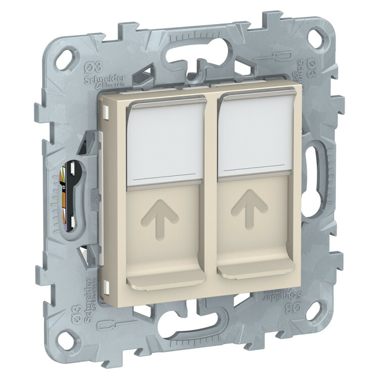 Unica New Бежевый Розетка компьютерная, RJ45, двойная, кат. 6 UTP | NU542444 | Schneider Electric