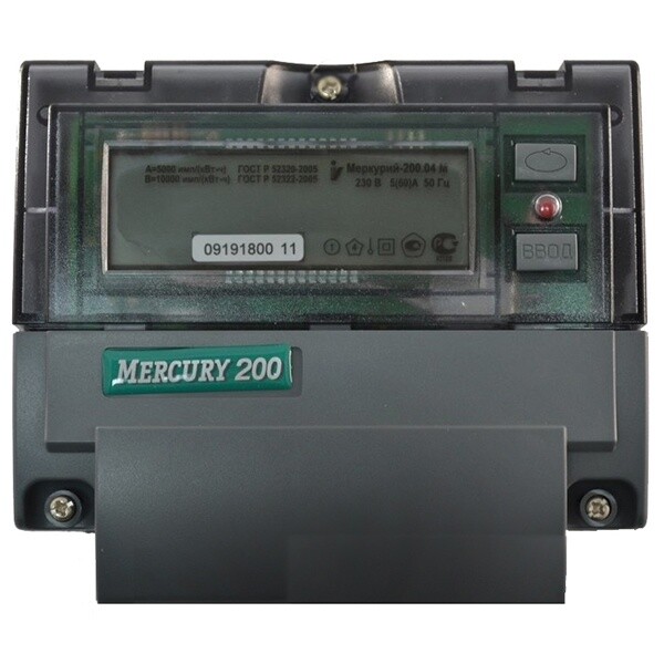 Счетчик Меркурий 200.04 5-60А/220В (мнтар.) ЖКИ (DIN)