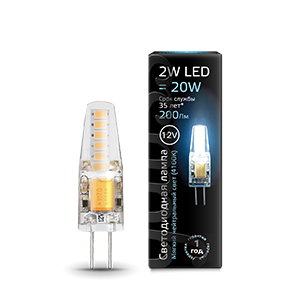 Лампа светодиодная LED 2Вт G4 12В 4100К | 207707202 | Gauss