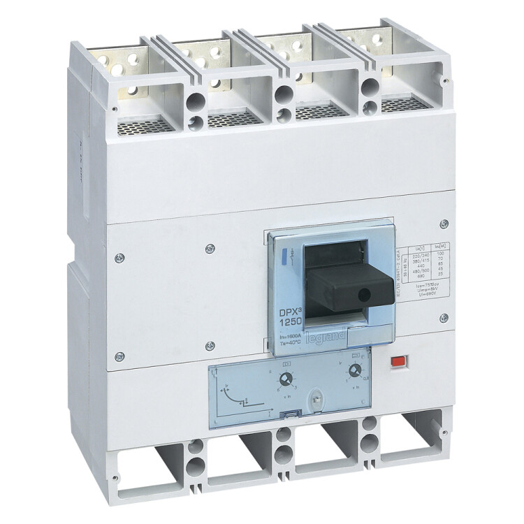 Автоматический выключатель DPX3 1600 - термомагн. расц.-36 кА - 400 В~ - 3П+Н/2 - 1250 А | 422261 | Legrand