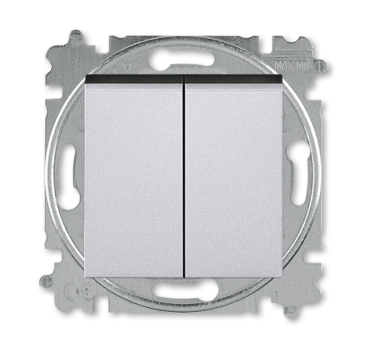 ABB Levit Серебро / дымчатый чёрный Переключатель и кнопка с перекидным контактом | 3559H-A53445 70W | 2CHH595345A6070 | ABB
