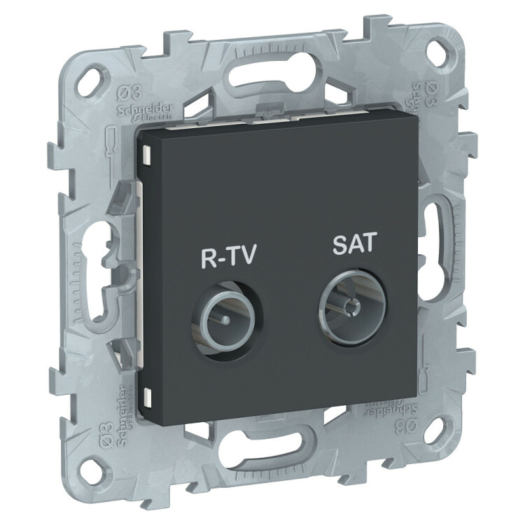 Unica New Антрацит Розетка R-TV/SAT, проходная | NU545654 | Schneider Electric