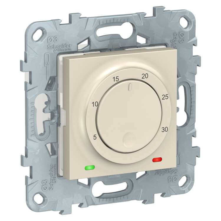 Unica New Бежевый термостат электронный, 8А, встроенный термодатчик | NU550144 | Schneider Electric