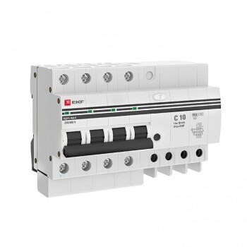 Выключатель автоматический дифференциального тока АД-4 10А/ 30мА (характеристика C, AC, электронный, защита 270В) 6кА PROxima | DA4-6-10-30-pro | EKF
