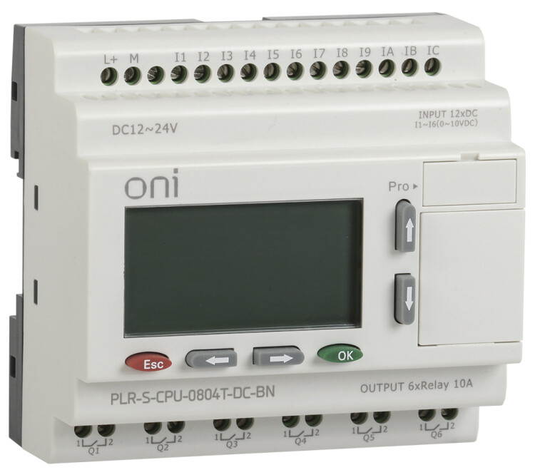 Логическое реле PLR-S. CPU0804(T) 24В DC с экраном ONI | PLR-S-CPU-0804T-DC-BN | ONI