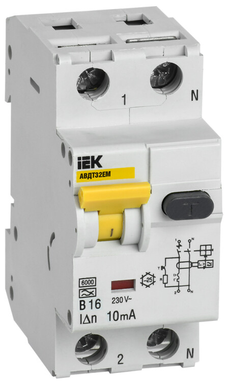 Выключатель автоматический дифференциального тока АВДТ32EM В16 10мА | MVD14-1-016-B-010 | IEK