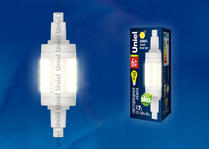 Лампа светодиодная LED-J78-6W/WW/R7s/CL PLZ06WH LED 6W прозр цоколь R7s | UL-00001554 | Uniel