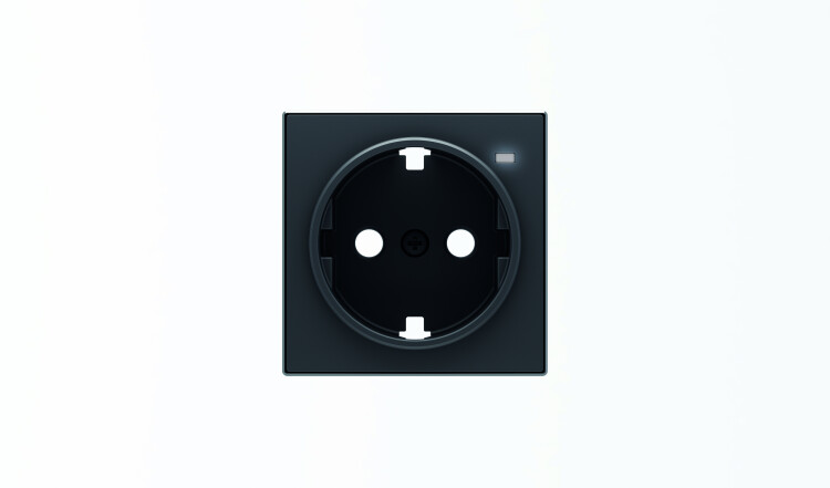 Накладка для розетки SCHUKO с линзой для контрольной подсветки, серия SKY, цвет чёрный барх.|2CLA858880A1501| ABB