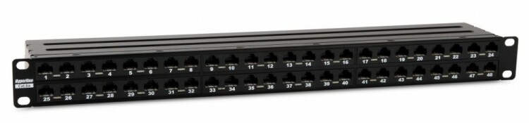 Патч-панель PPHD-19-48-8P8C-C6A-110D высокой плотности 19", 1U, 48 портов RJ-45, неэкранированная, категория 6A, Dual IDC | 225401 | Hyperline