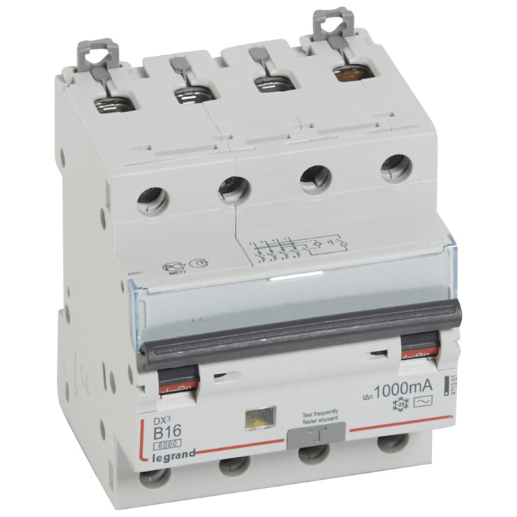 Выключатель автоматический дифференциальный DX3 6000 4п 16А B 1000мА тип AС | 411361 | Legrand