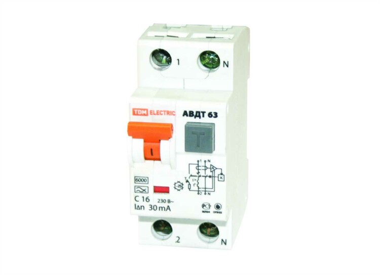 Выключатель автоматический дифференциального тока АВДТ 63 1п+N 40А C 100мА тип A | SQ0202-0008 | TDM