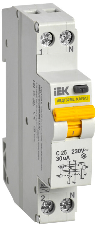 Выключатель автоматический дифференциального тока АВДТ32МL С25 30мА KARAT | MVD12-1-025-C-030 | IEK