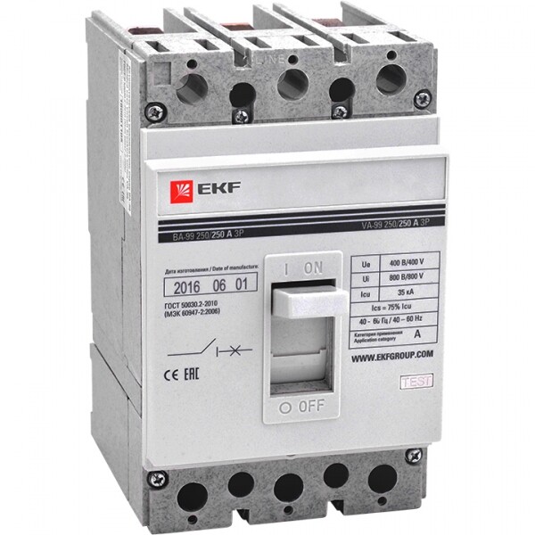 Автоматический выключатель ВА-99 250/200А 3P 35кА EKF PROxima | mccb99-250-200 | EKF