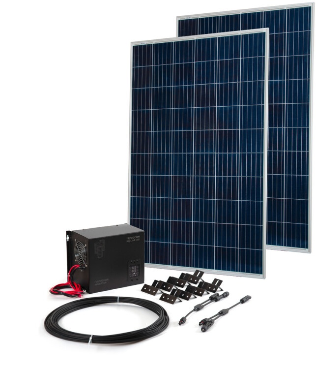 Комплект Teplocom Solar-800+Солнечная панель 250Вт х 2, кабель 10м MC4 коннекторы | 2423 | Бастион