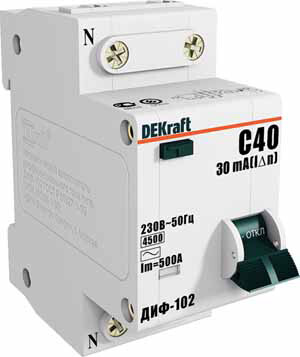 Выключатель автоматический дифференциальный ДИФ-102 1п+N 20А C 30мА тип AC | 16004DEK | DEKraft