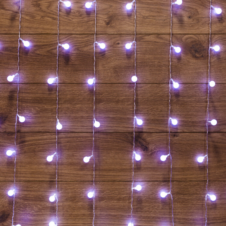 Гирлянда "Светодиодный Дождь" 1,5*1,5 м, с насадками шарики, свечение с динамикой, прозрачный провод, 230 В, диоды Белый | 235-045 | NEON-NIGHT