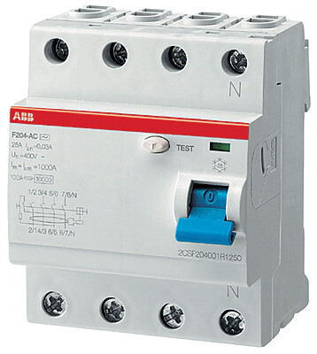 Выключатель дифференциальный (УЗО) F204 4п 80А 30мА тип AP-R | 2CSF204401R1800 | ABB