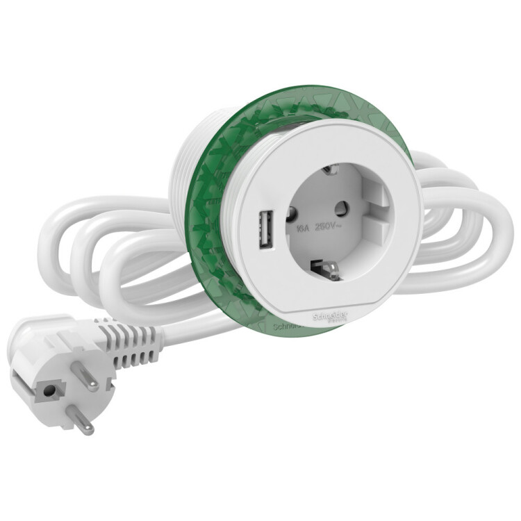 БЛОК РОЗЕТОЧНЫЙ (2К+З)+USB тип А БЕЛЫЙ |INS44004| Schneider Electric