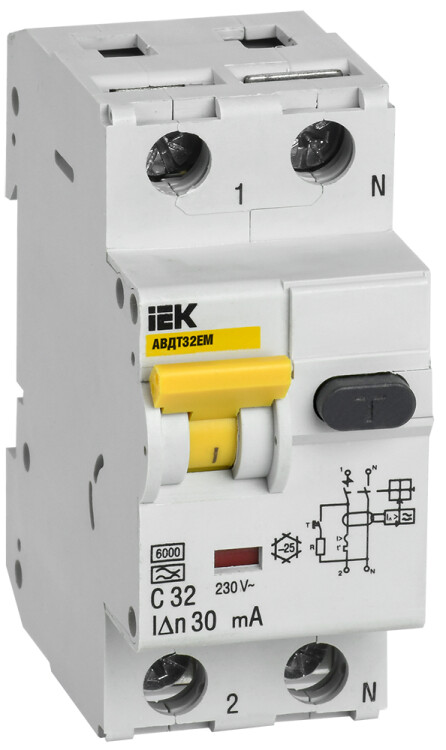 Выключатель автоматический дифференциального тока АВДТ32EM C32 30мА | MVD14-1-032-C-030 | IEK