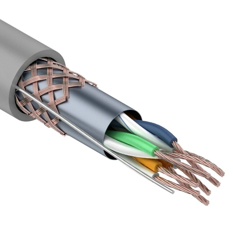 Кабель витая пара SFTP 4PR 24AWG, CAT5e, STRANDED, бухта 305 м | 01-0343 | REXANT