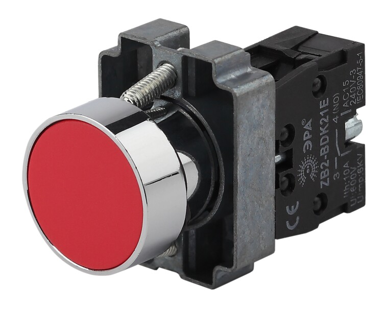 Кнопка управления LAY5-BA42 без подсветки красная 1р (20/200/8000) | Б0045667 | ЭРА