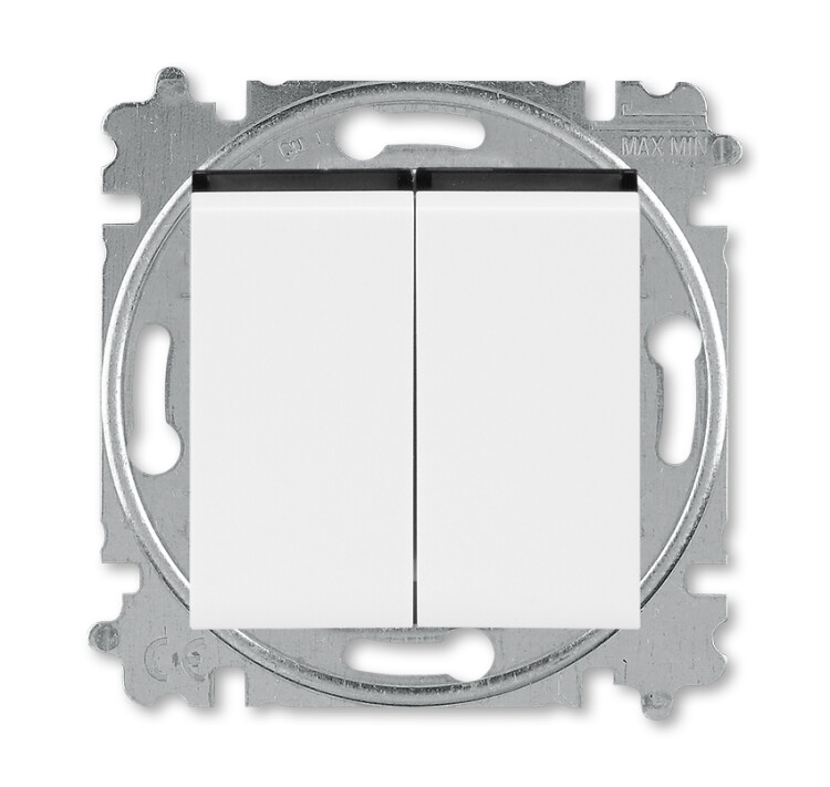 ABB Levit Белый / дымчатый чёрный Выключатель кнопочный 2-кл. | 3559H-A87445 62W | 2CHH598745A6062 | ABB