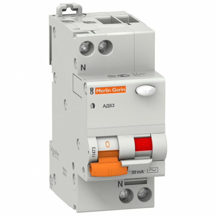 Выключатель автоматический дифференциальный АД63 1п+N 16А C 30мА тип AC | 11473 | Schneider Electric
