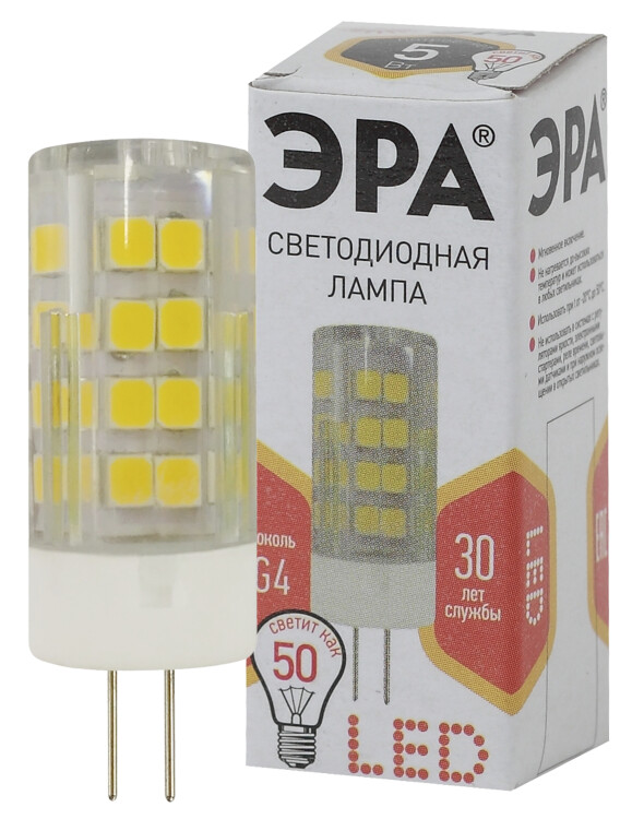 Лампа светодиодная LED 5Вт G4 220В 2700К smd JC капсульная | Б0027857 | ЭРА