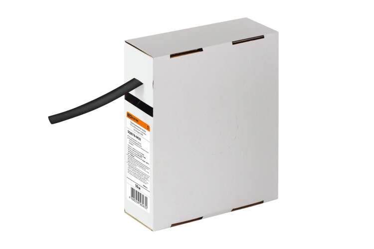 Термоусаживаемая трубка ТУТнг 8/4 черная в коробке (10 м/упак) | SQ0518-0420 | TDM