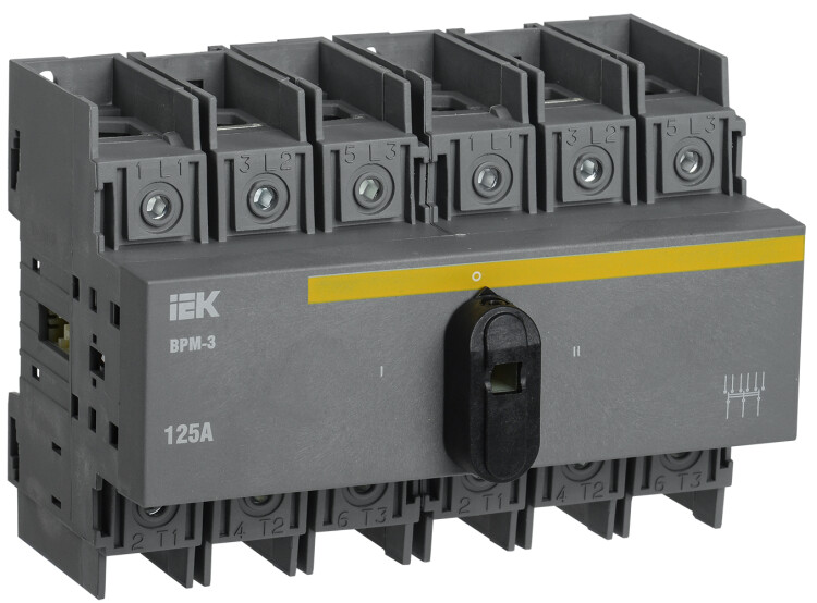 Выключатель-разъединитель модульный ВРМ-3 3P 125А | MVR30-3-125 | IEK