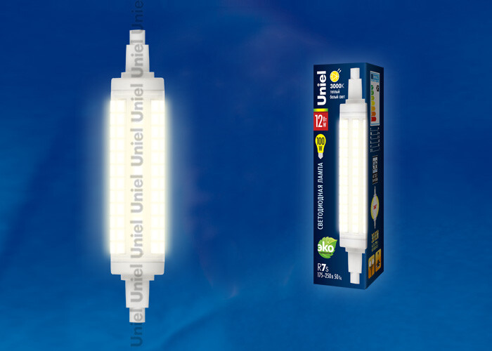 Лампа светодиодная LED-J118-12W/WW/R7s/CL PLZ06WH LED 12W прозр цоколь R7s | UL-00001555 | Uniel