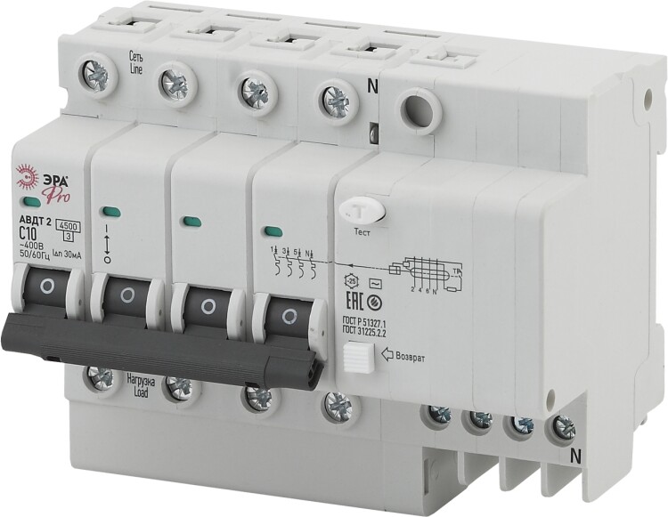 Выключатель автоматический дифференциального тока NO-902-144 АВДТ2 C25А 30мА 3P+N тип AC (2 Pro | Б0032306 Pro | ЭРА