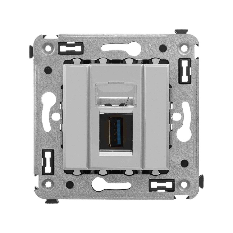 USB 3.0 розетка одинарная в стену, тип А-А, "Avanti", "Закаленная сталь" | 4404303 | DKC