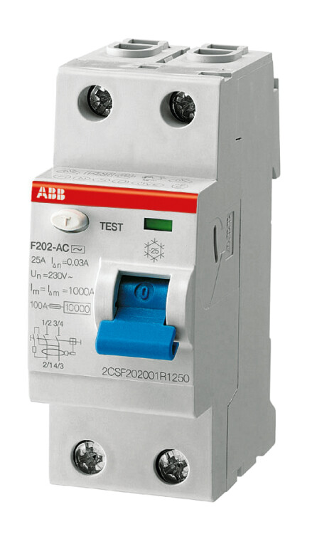 Выключатель дифференциальный (УЗО) F202 2п 40А 500мА тип A | 2CSF202101R4400 | ABB