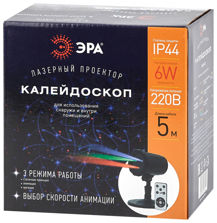 Проектор Laser Калейдоскоп, ENIOP-05 , IP44, 220В (12/252) | Б0047976 | ЭРА