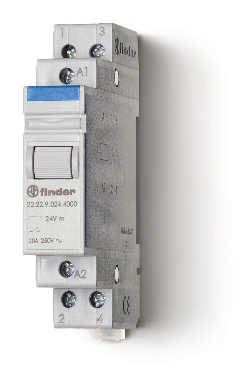 Модульный контактор; 2NO 20А; контакты AgSnO2; катушка 240В АС; ширина 17.5мм; степень защиты IP20 упаковка 1шт. | 222282404000PAS | Finder