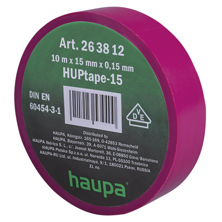 Изолента ПВХ, 19 мм x 25 м, цвет фиолетовый | 263914 | Haupa