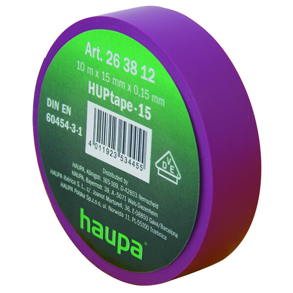 Изолента ПВХ, цвет фиолетовый, шир. 25 мм, длина 20 м, d 74 мм | 263874 | Haupa